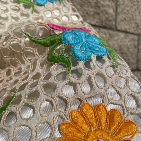 VTG *RARE* Handmade 1960s Maxi Empire Waist Bell Sleeve Lace Floral Dress - Picture 9 of 11